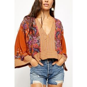 Free People Mix and Match Blouse Peasant Boho Cottagecore Festival Size Small